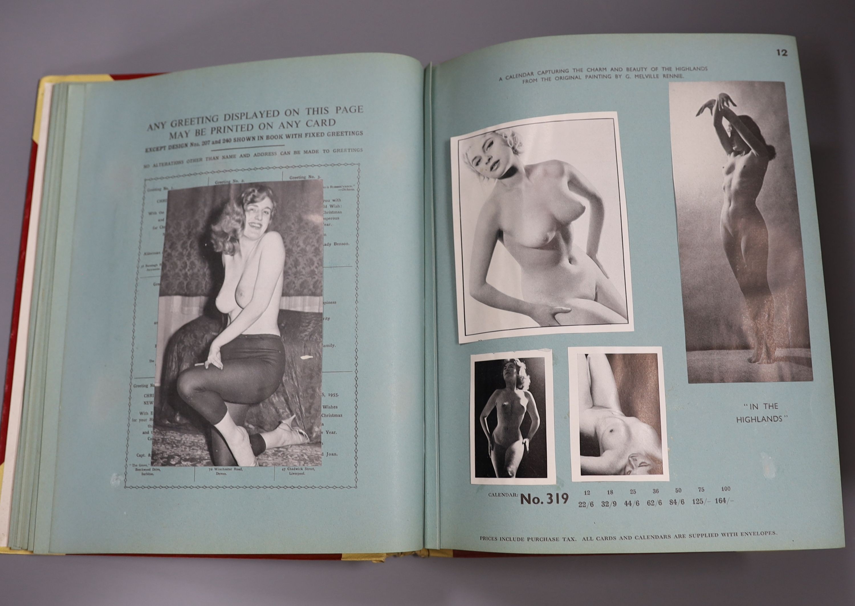 Six albums of studio photos of female nudes, 1950s-60s